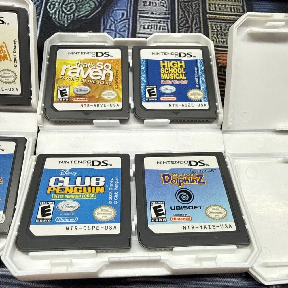 Nintendo DS Lite Black Console Bundle With Cases And 8 Games